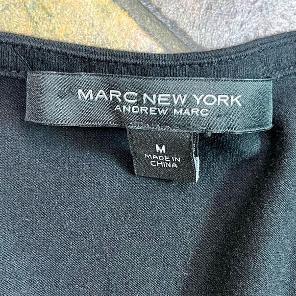 Marc New York Black Ruffle Sleeve V-Neck Medium - Picture 8 of 10